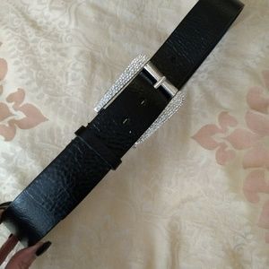 Michael Kors Leather Belt with Crystal buckle